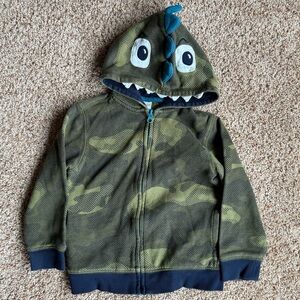 Gymboree Kids Dinosaur Hoodie - Green Camo Dino 5T